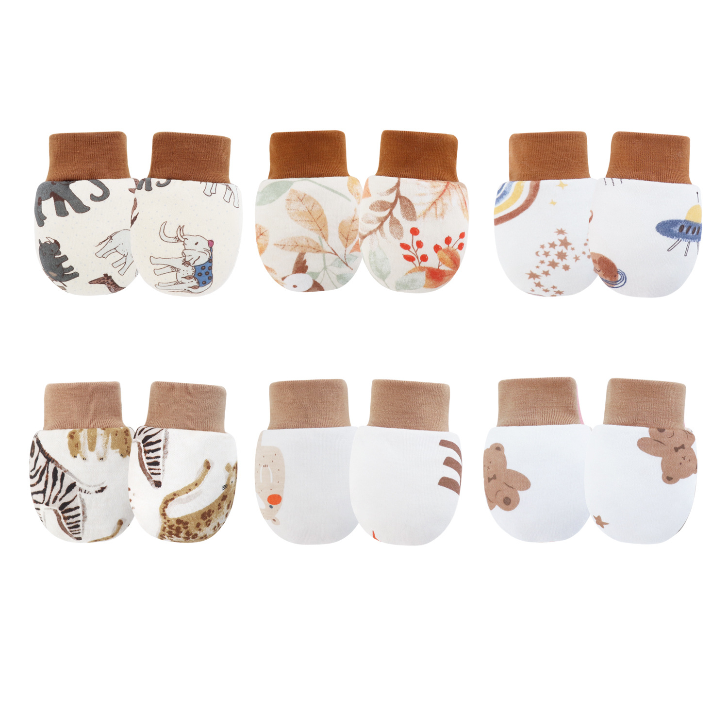 Spring, summer, autumn and winter baby anti-scratch face gloves newborn baby cotton cartoon gloves warm single layer gloves