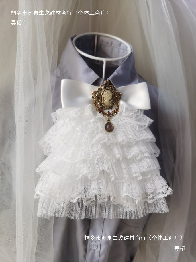 Performance Cosplay Anime Heavy Lace Bow Tie Floral Scarf Accessories Mesh Lolita White Cake