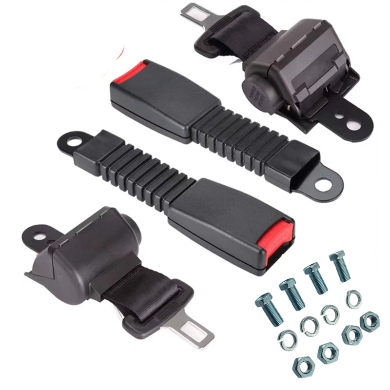 Car Seat Belt with Automatic Retractable Two-Point Design for Golf Carts, Buses, and Forklifts, Includes Self-Locking Function for Safety