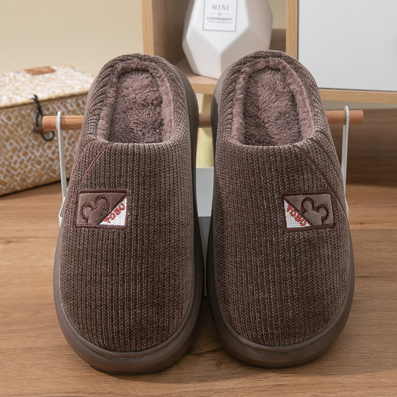 Men's Autumn and Winter Cotton Slippers for Home Thick-Soled Non-Slip Warm Home Women's New Material Eva Manufacturer Plus Plush Slippers