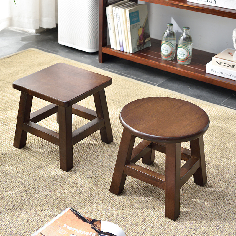 Табурет из массива дерева, маленький табурет для детей, квадратный табурет, деревянный табурет для смены обуви, простой круглый табурет, доставка по всей стране