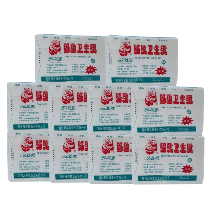 Double Panda Crepe Paper 400g Toilet Paper Family Pack Maternity Toilet Paper Toilet Tissue 10 Packs Minimum Purchase for Home Use