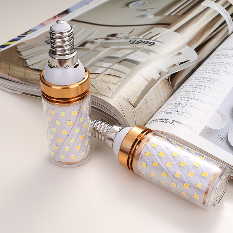 Led bulb energy-saving lamp E14 small screw E27 corn lamp household super bright pendant lamp light source three-color dimming