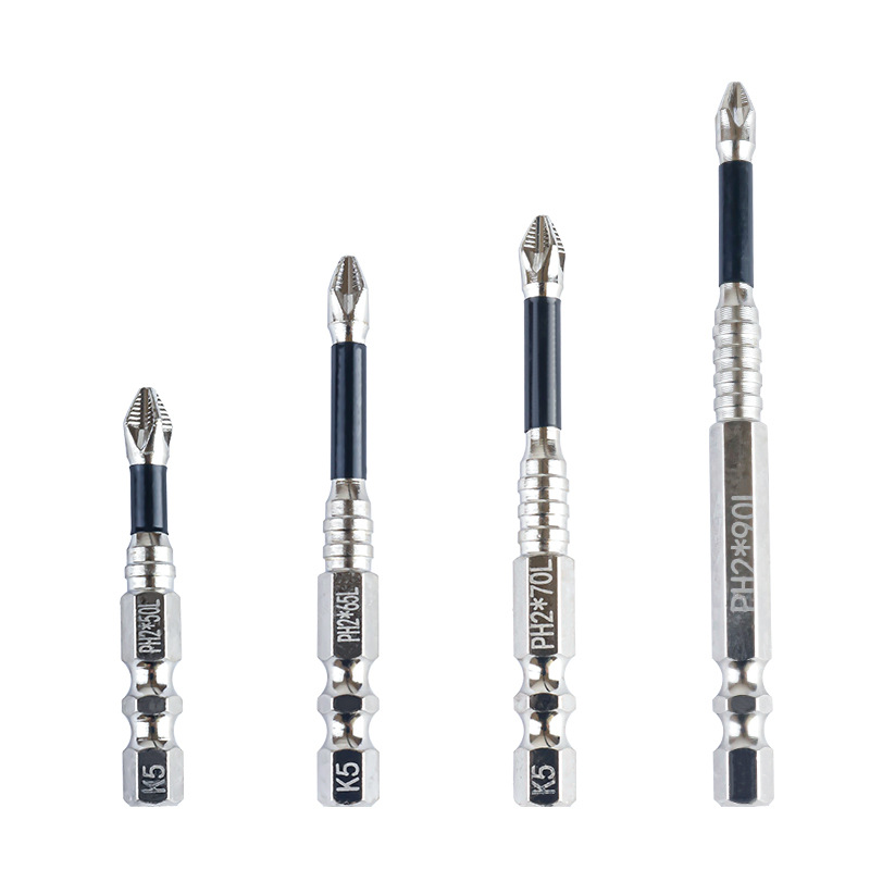 6.35 Hexagonal Handle Electric Drill Impact-Resistant Screwdriver Head Cross Electric Screwdriver Head Mirror K5 Anti-Slip Impact Screwdriver Head Screwdriver