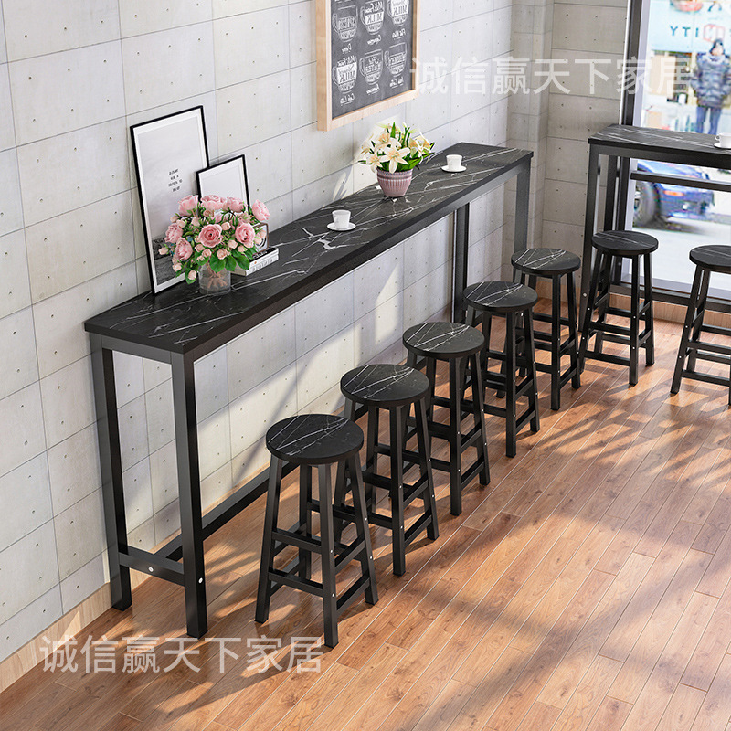 Bar Table Home Wall-Mounted Milk Tea Shop Table and Chair Combination Long High Table Commercial Bar Table Narrow Table Balcony