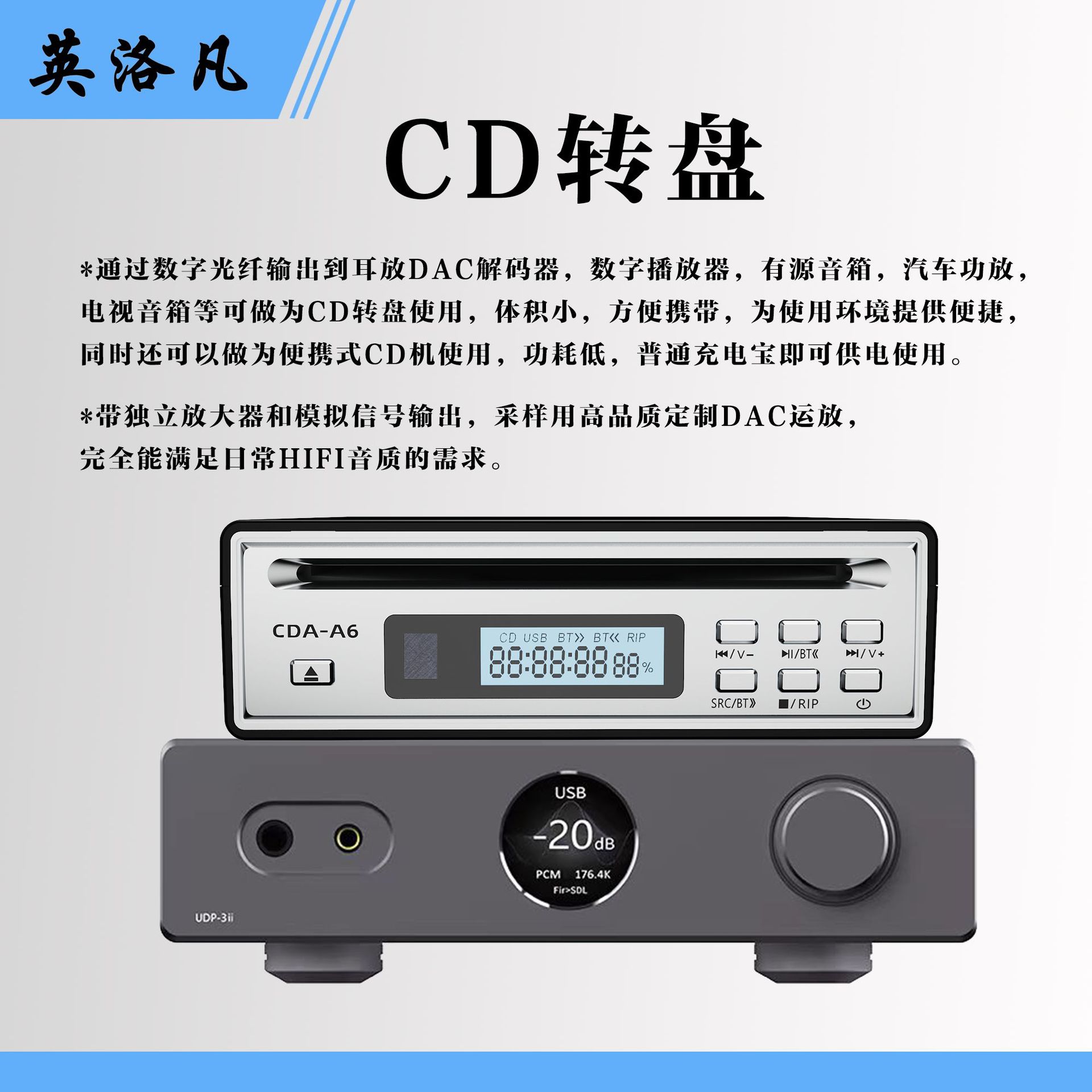 Professional Cd Grabber Machine One-Click Grabbing Wav Two-Way Bluetooth Cd Player Optical Audio Output with Remote Control