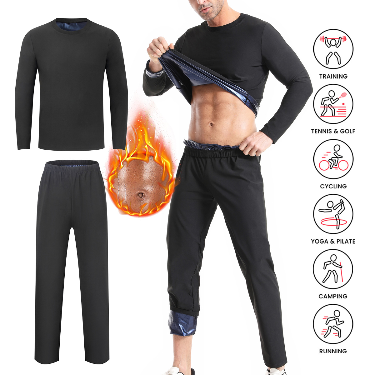 Спортивный костюм для мужчин с длинными рукавами и брюками, большой размер, спортивный костюм для фитнеса