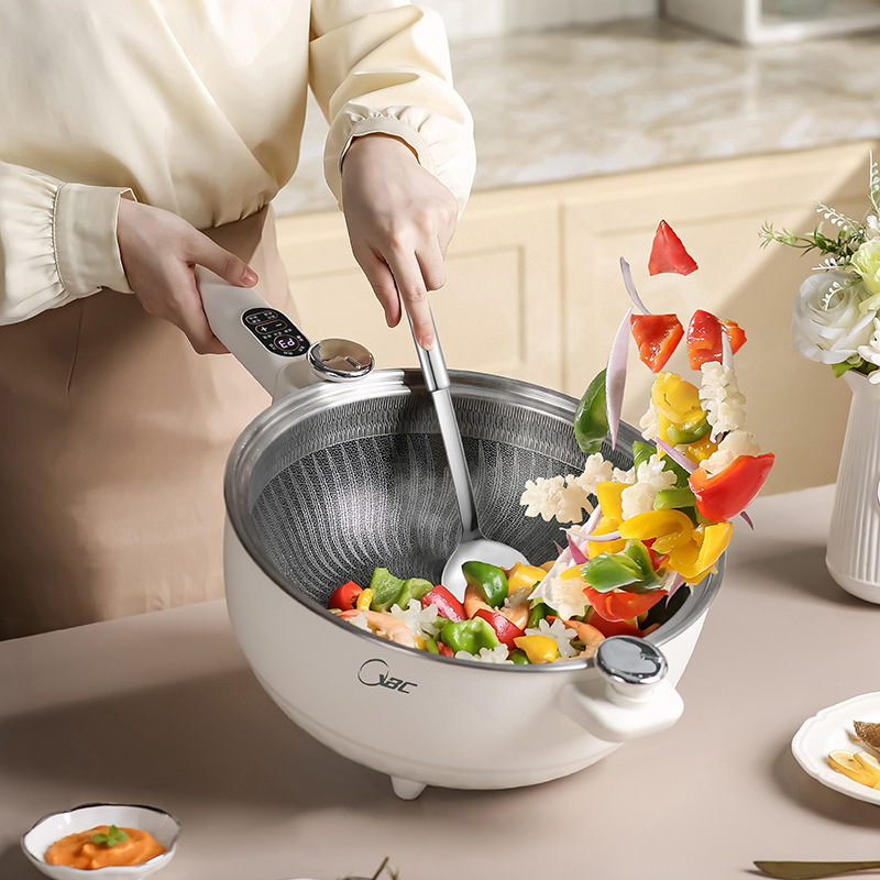 Micro-Pressure Multifunctional Electric Wok Integrated Non-Stick Pan for Household Cooking Stainless Steel Uncoated Household Dormitory Electric Steamer