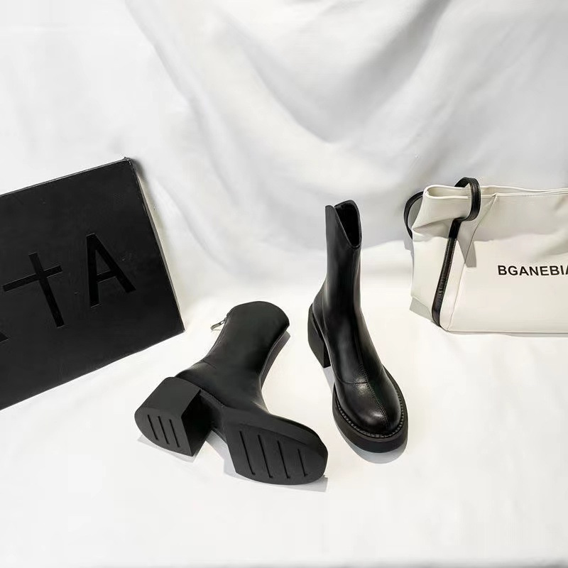 Женские ботинки, осень и зима 2024, новые короткие ботинки на высоком каблуке, женские ботинки весна и осень, толстый каблук, узкие ботинки, популярные ботинки