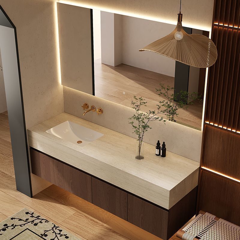 Итальянский минималистичный шкаф для ванной, каменная горячая сланцевая раковина, бесшовная керамическая раковина, антикварный стиль