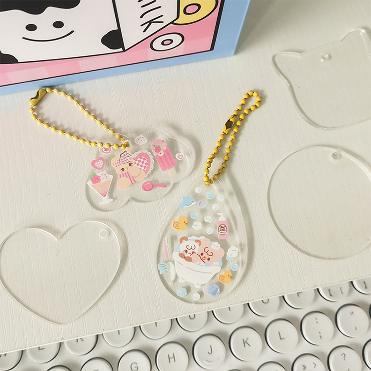 Acrylic goo chuck factory wholesale goo card DIY keychain pendant transparent gradient glitter laser ancient chuck