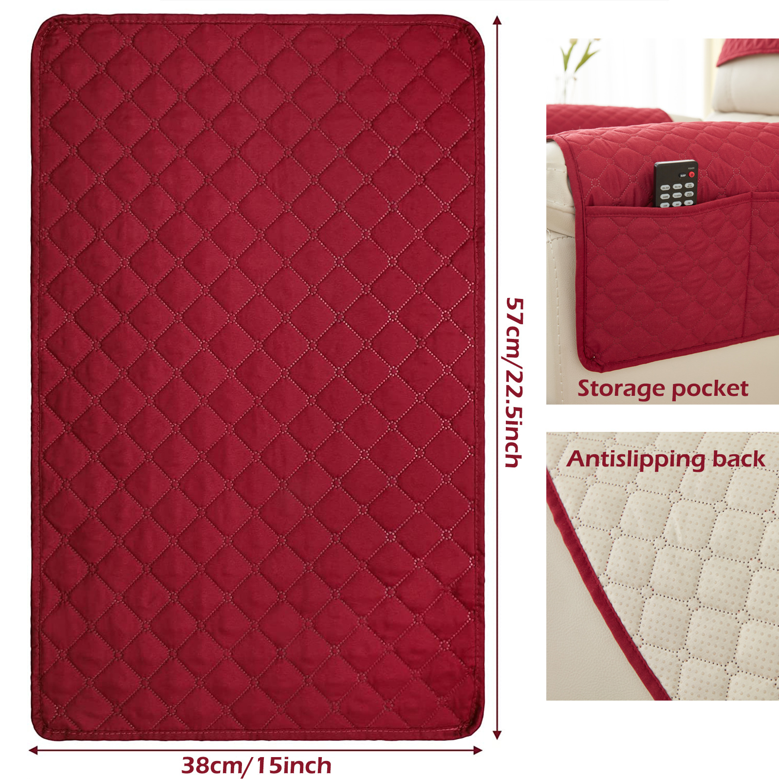 Cross-border new sofa headrest cushion armrest cushion three-piece set with storage sundries pocket recliner sofa armrest towel