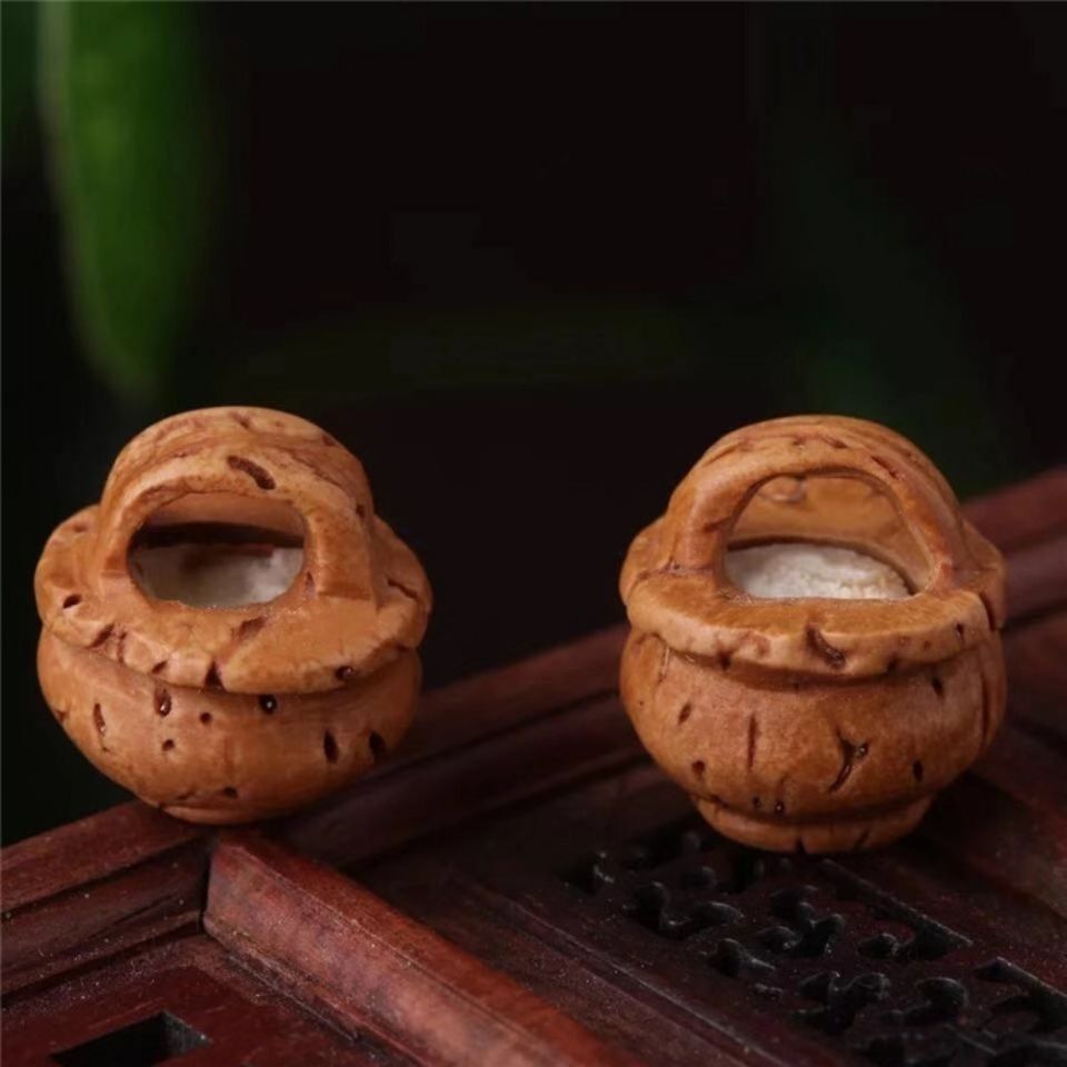 Wild Peach Wooden Basket Bracelet Red Rope Baby Children's Baby Jewelry DIY Handmade Hutchstone Carved Peach Blue Flower Basket Lock