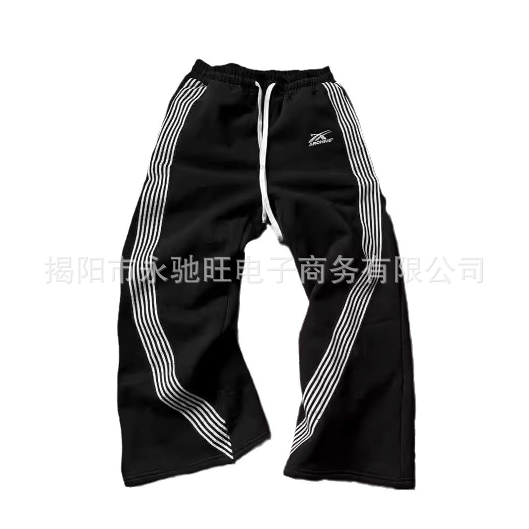 New Casual Loose Straight Trousers Striped Casual Pants Men's Summer Fashion Trendy Brand American Style Distinctive Street Hip Hop