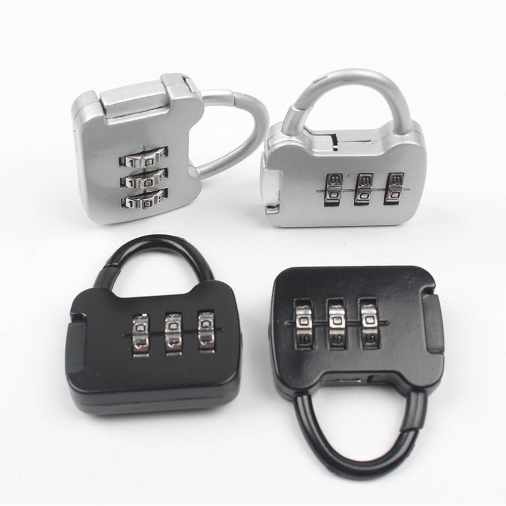 Colorful compact three-wheel password lock luggage bag zipper padlock