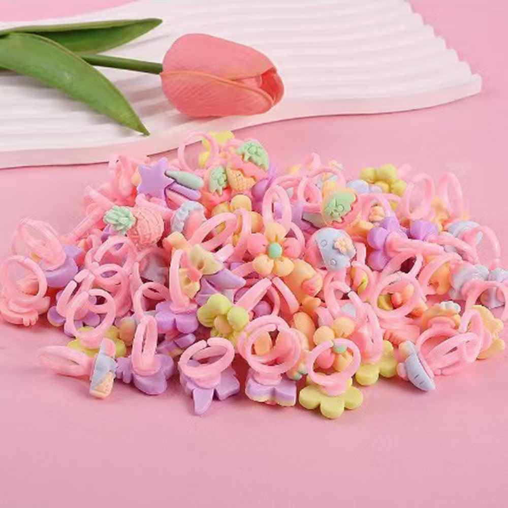 Cartoon children's resin ring cute princess girl baby ring kindergarten prize gift jewelry mixed batch