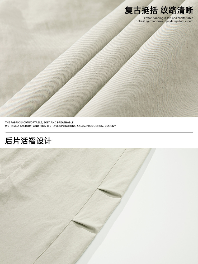 Pleated Design Japanese-Style Loose Scimitar Casual Pants for Men Spring New Trendy Brand Loose Solid Color Slightly Wide Long Pants