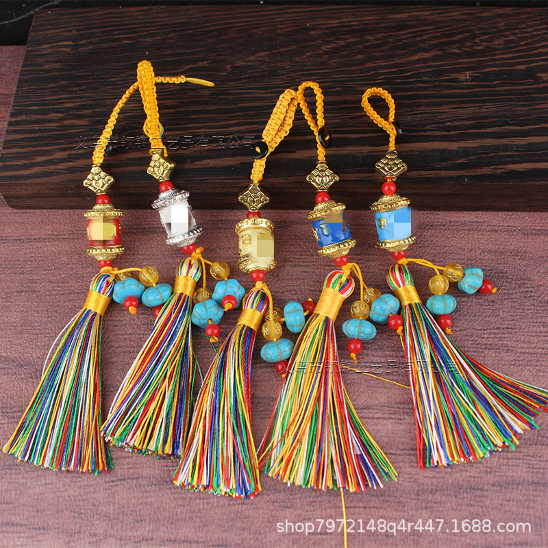 Тибетский стиль шестисловная мантра десятицветная раскрашенная маленькая военная трубка цветная кисточка автомобильный мобильный телефон сумка брелок декоративная подвеска