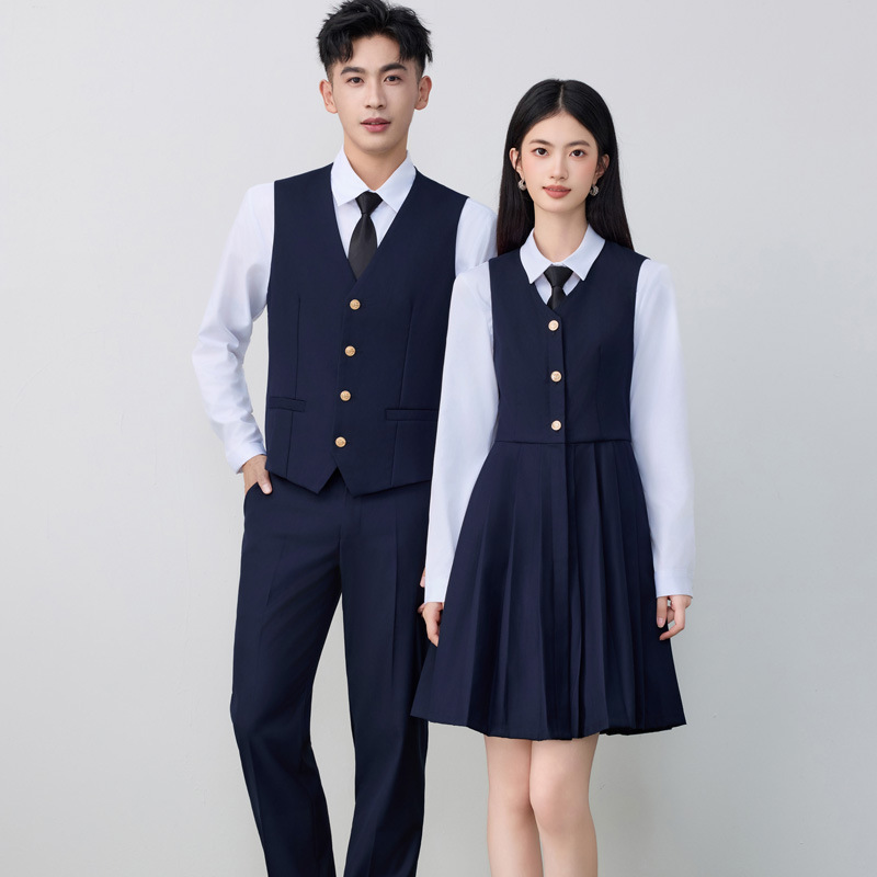 Темно-синий корейский школьный униформ, жилет, приталенный, весна и осень, стиль преппи