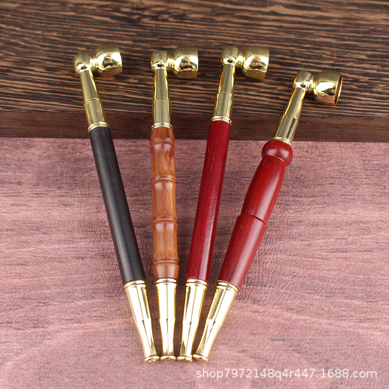 Men's Short Long Brass Pipe Traditional Old-Fashioned Pure Copper Smoking Pot with Filter Dry Tobacco Bag Dual-Purpose Removable and Washable