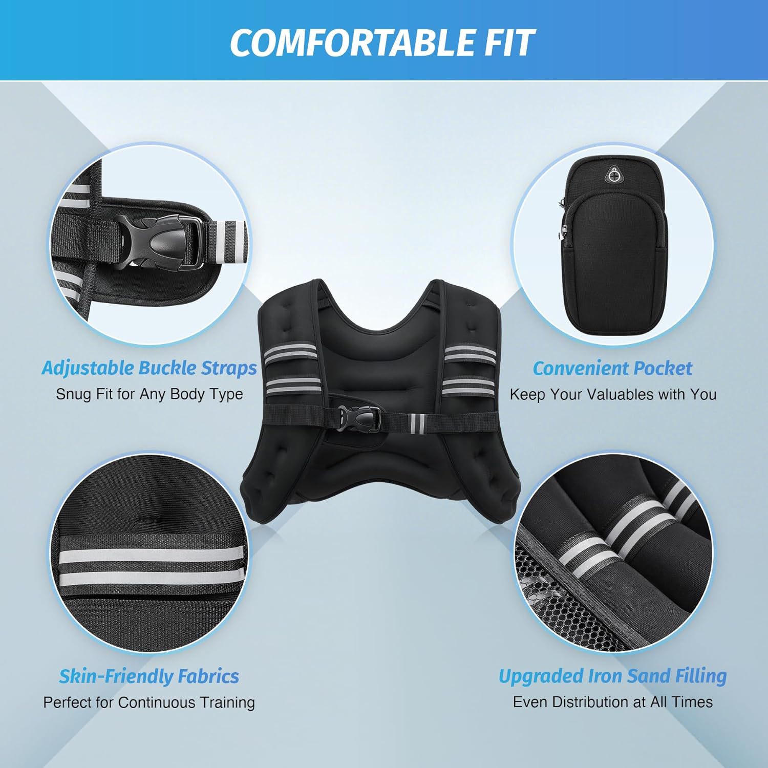 Amazon's Popular Customized Diving Material Fitness Reflective Weight-Bearing Vest Sports Running Vest Adjustable Weight-Bearing Clothing