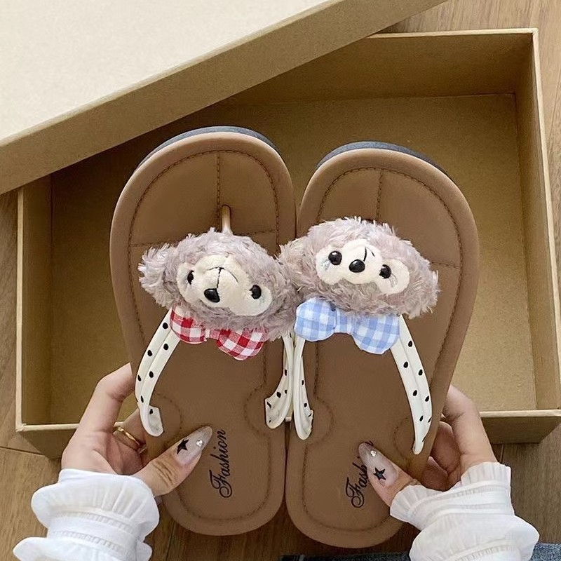 Cartoon Cute Flip-Flops for Women's Outer Wear 2024 Summer New Soft-Soled Fashion Versatile Popular Ins Sandals Flats Bottom