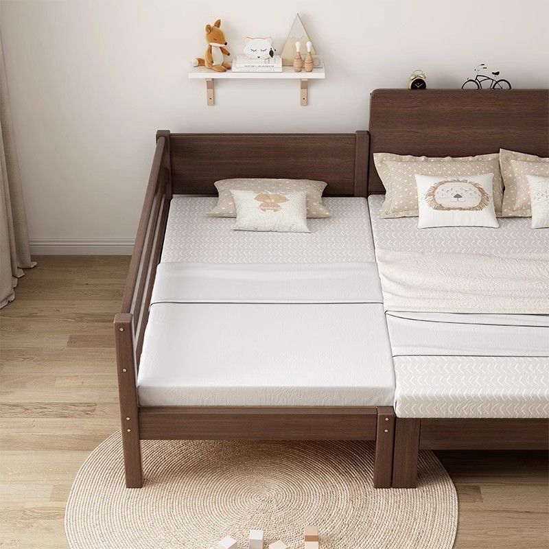Walnut Wood Children's Bed Crib Solid Wood Crib Boy Girl Princess Bed Single Bed Children's Splicing Bed Factory