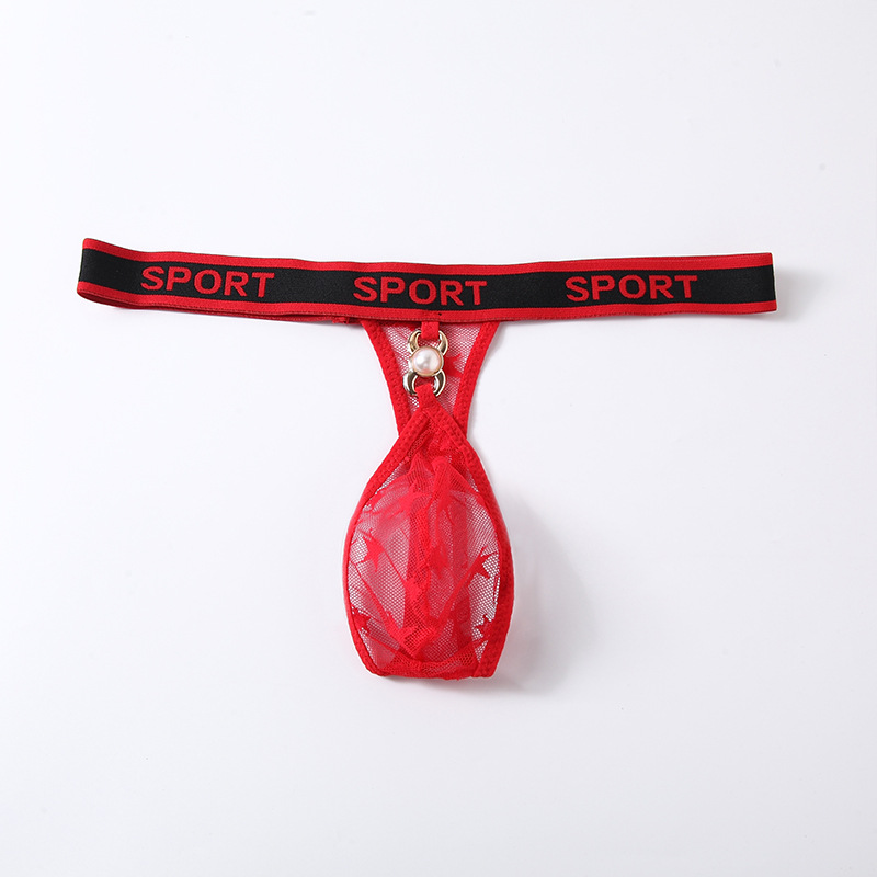 Sexy Low-Waist Transparent Mesh Underwear for Men, Breathable, Thin, Nude, Invisible U-Convex Triangle Thong M1402 #