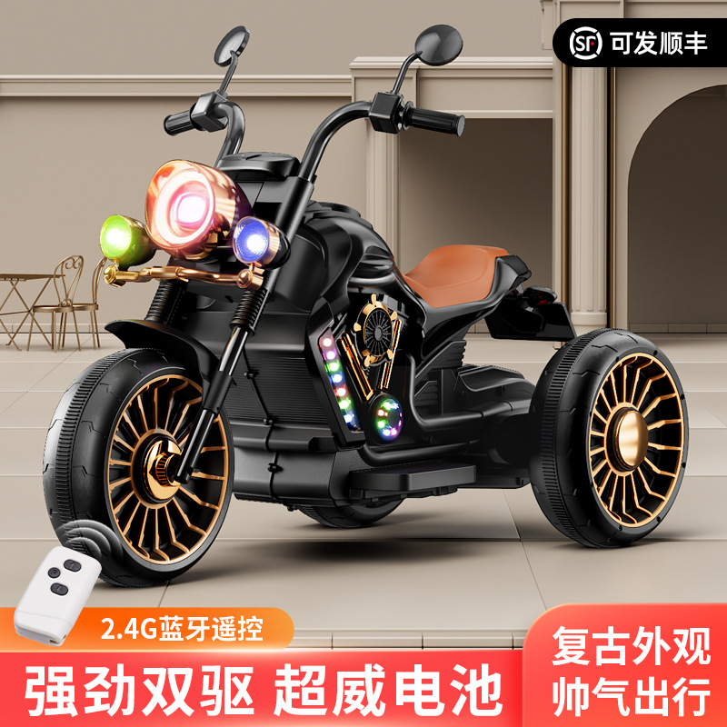 Детский электрический автомобиль трехколесный мотоцикл для раннего обучения, радиоуправляемый, перезаряжаемый, игрушечный автомобиль для мальчиков и девочек