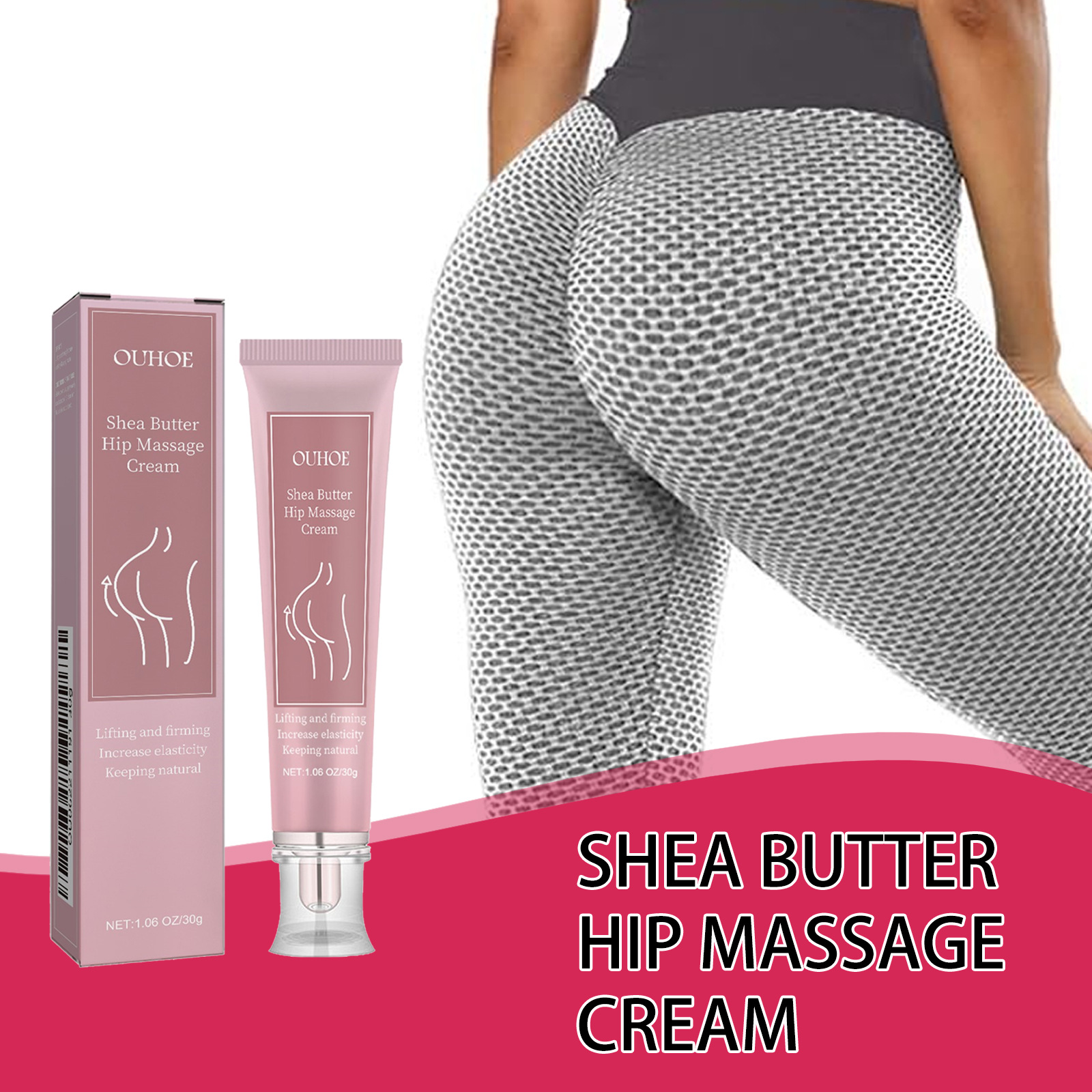 Ouhoe Buttocks Smoothing Cream, Softens and Smoothes Buttocks, Creates Round Buttocks Lines, Locks in Moisture, Cares for Plump and Moisturized Buttocks, Refreshing and Gentle Cream