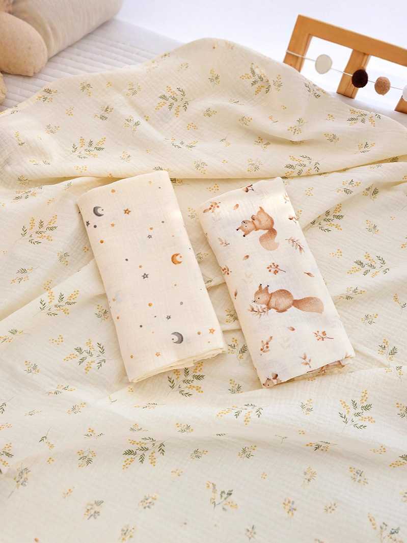 Crepe Cotton Swaddle Towel, Pure Cotton Baby Double-Layer Gauze Bath Towel, Thin Baby Bath Wrap Towel