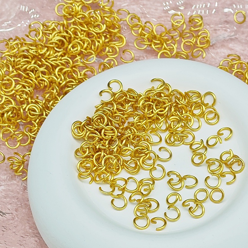 Color retaining matte ancient fasa gold open ring necklace bracelet connection closed ring handmade diy jewelry accessory buckle