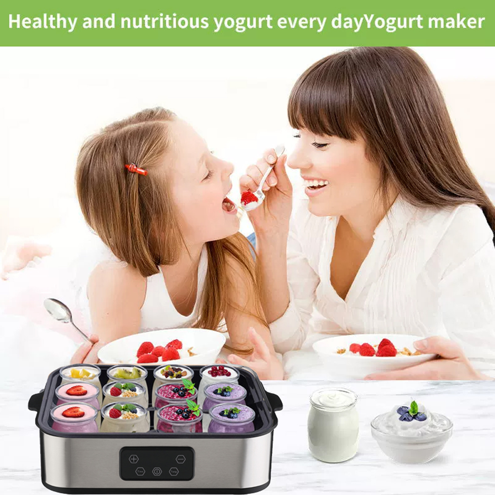 12-Cup Yogurt Machine Jam Ice Cream Yogurt Pudding Breakfast Yogurt Fermentation Machine Yogurt Maker Cross-Border Use