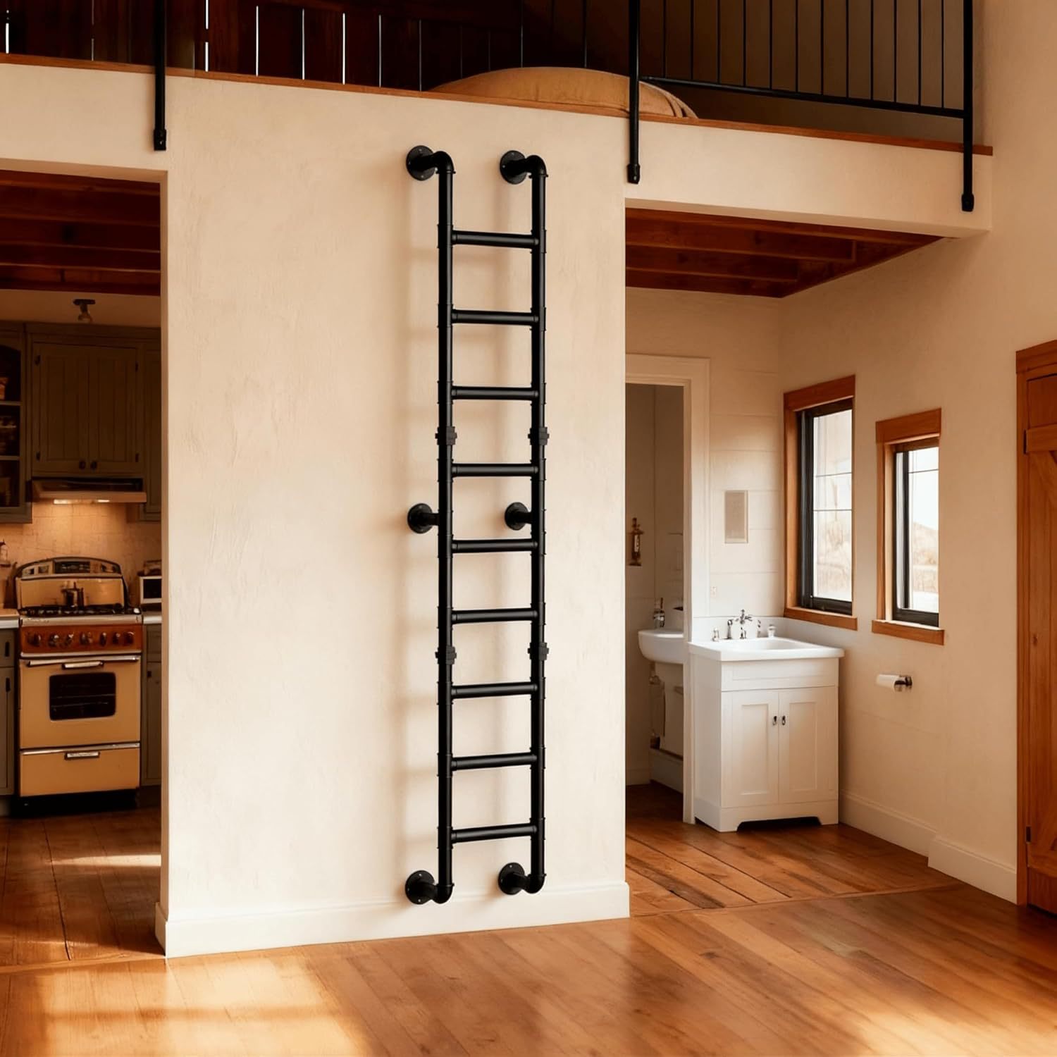 Metal Cross-Border Retro Industrial Style Indoor and Outdoor Heavy-Duty Fire Escape Ladder, Used for Export Windows and Basements