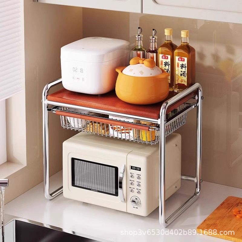 Kitchen Microwave Oven Storage Rack Countertop Pull-out Electric Rice Cooker Oven Shelf Multifunctional Articles Storage Artifact