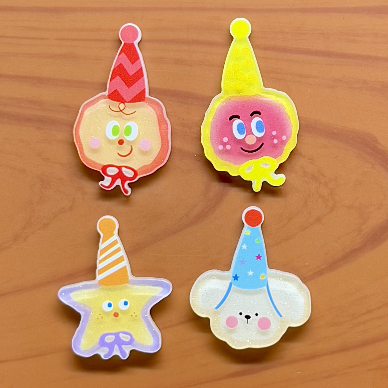 Acrylic Cartoon Cute Party Birthday Hat Small Animal Patch DIY Hairpin Brooch Refrigerator Sticker Accessories