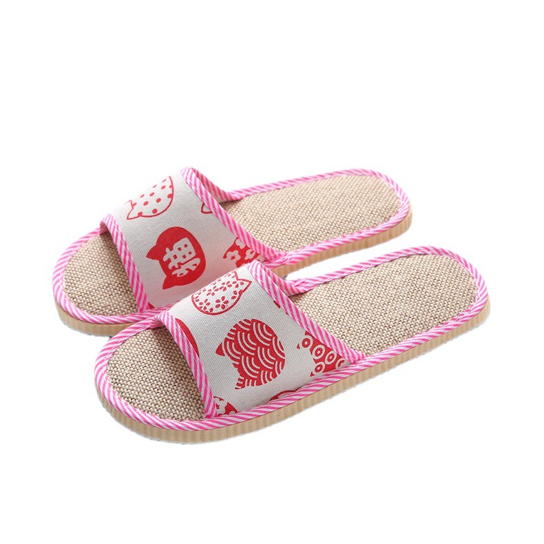 Linen home slippers spring and summer men and women couple indoor soft bottom floor slippers guest hotel hotel slippers