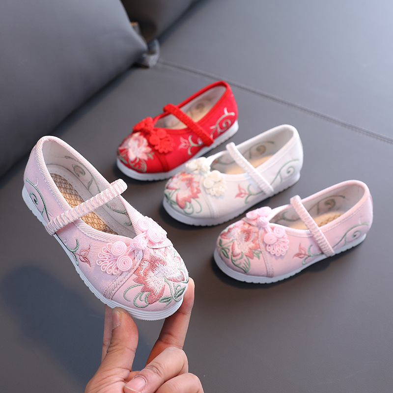Girls' Embroidered Shoes Chinese Style Dance Shoes Children's Hanfu Shoes Ethnic Style Children's Shoes Antique Costume Shoes Baby Cloth Shoes
