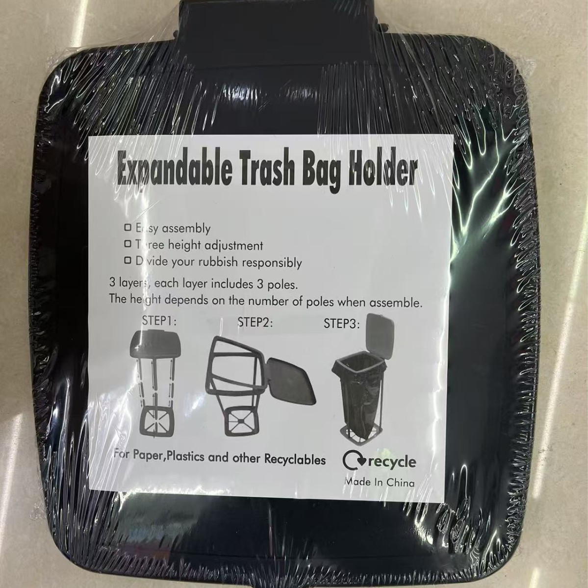 Amazon Cross-Border Household Trash Cans Large Capacity Foldable Trash Cans with Spout Garbage Rack Trash Cans