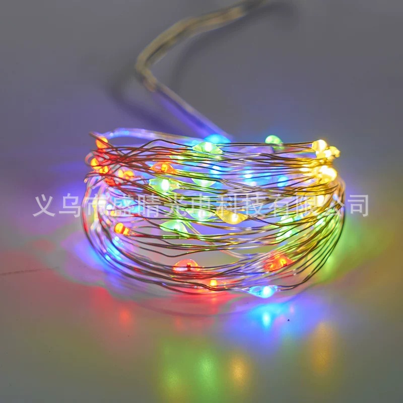 Cross-Border 0.6m 2.3m 5m Led Copper Wire Bouquet Cake Decoration Small Lantern String Flashing Light Small White Box