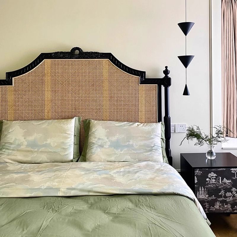 Hepburn Bed French Retro Rattan Bed B&B Hotel Solid Wood 1.8 Double Bed Modern Rattan Master Bed 1.5