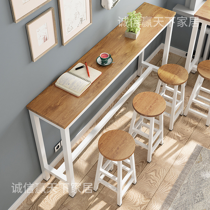 Bar Table Home Wall-Mounted Milk Tea Shop Table and Chair Combination Long High Table Commercial Bar Table Narrow Table Balcony
