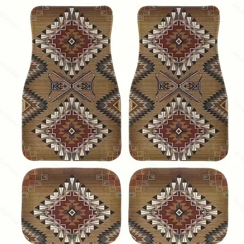 TEMU Retro Bohemian Style Car Mat Four-Piece Dirt-Resistant Wear-Resistant Floor Mat Amazon Floor Mat Wholesale