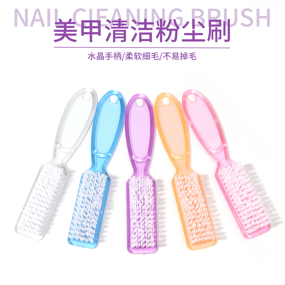 Трансграничная поставка прозрачных длинных кистей для ногтей с ручкой, квадратные пластиковые чистящие не линяющие маникюрные кристальные кисти