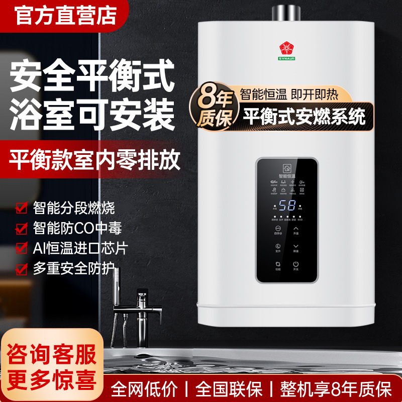 Sakura Snow White Gas Water Heater Electric Household Natural Gas Constant Temperature Forced Exhaust Type 12 Liter Liquefied Gas Balanced Bathing