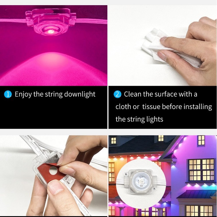 Led Colorful Light String Courtyard Eaves Light Christmas Atmosphere Marquee Full Color Rgbw Light Source Customization