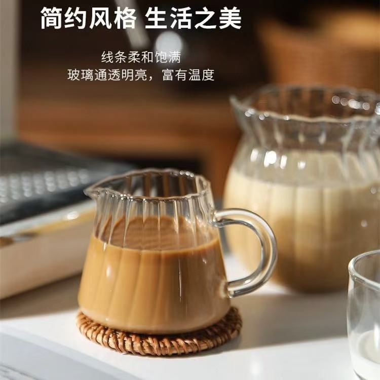 Italian-Style Small Milk Cup, Espresso Mini Milk Jug, Heat-Resistant Glass Latte Cup, Double-Spout Small Milk Cup, High-Temperature Resistant Glass
