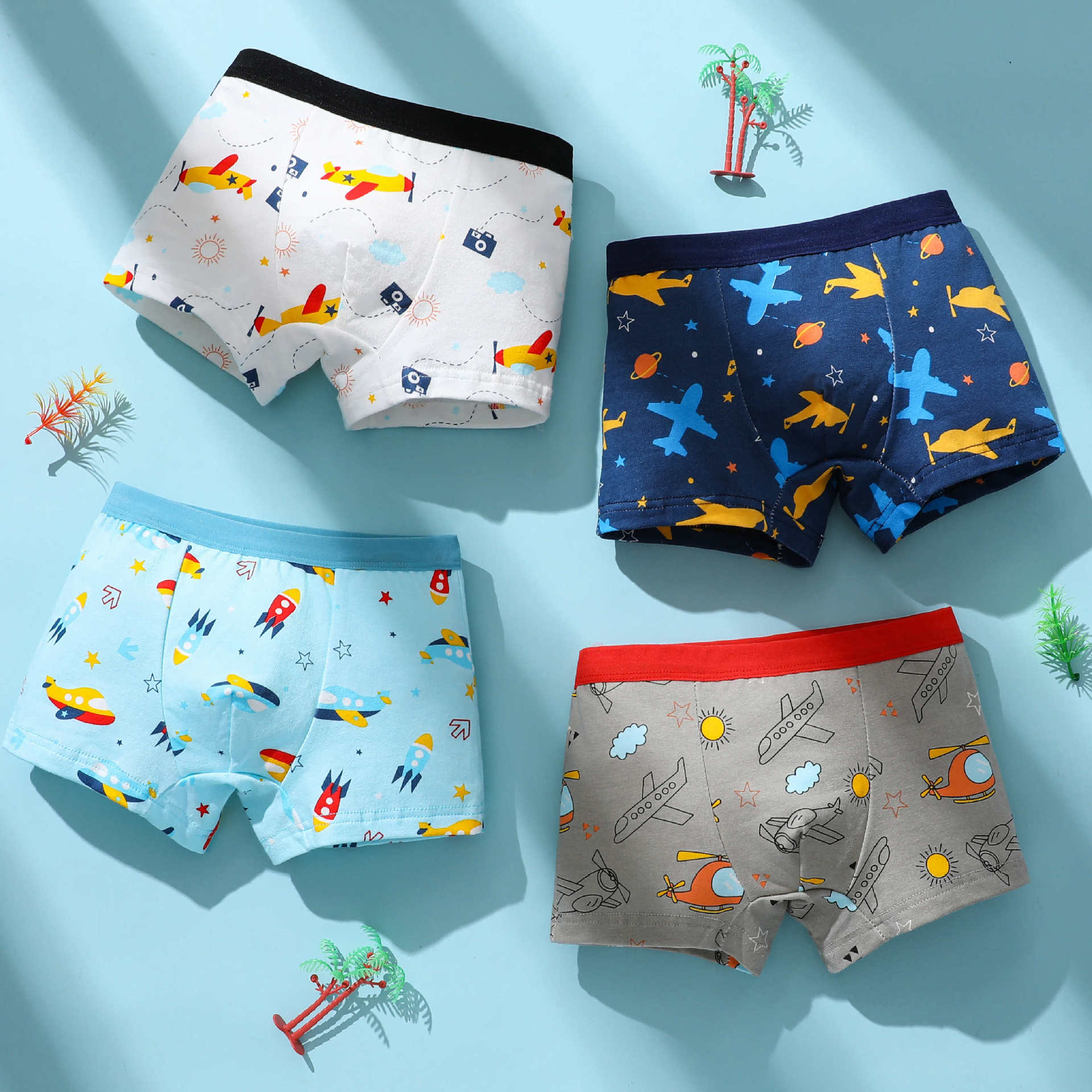 New boys' underwear pure cotton cartoon printed boys' boxer shorts medium and big boys baby boys' boxer shorts factory direct supply