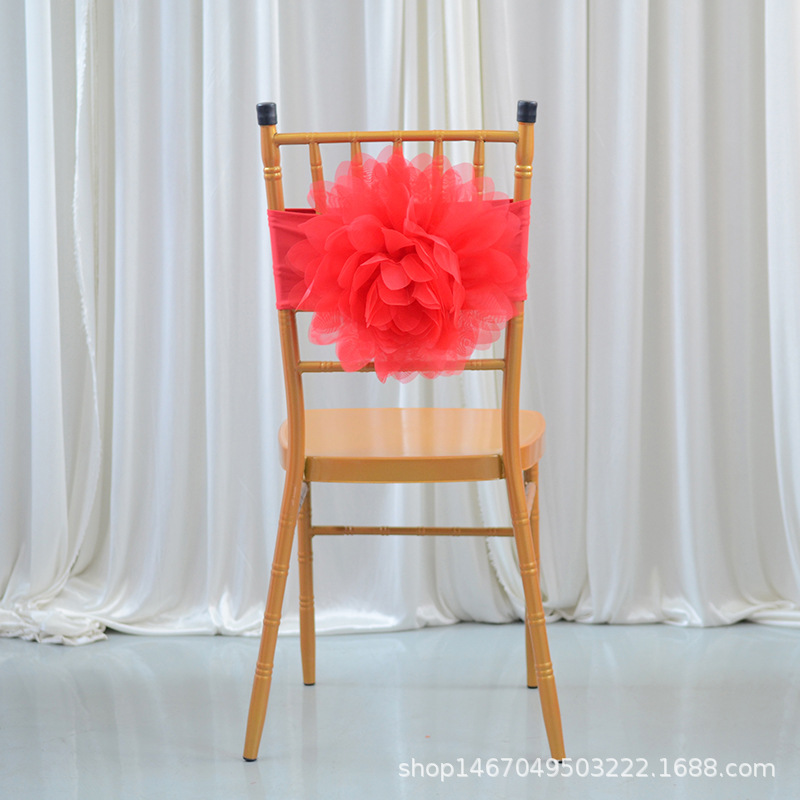 Cross-border Amazon AliExpress chair back Flower chair belt bow strap decoration wedding hotel wedding supplies