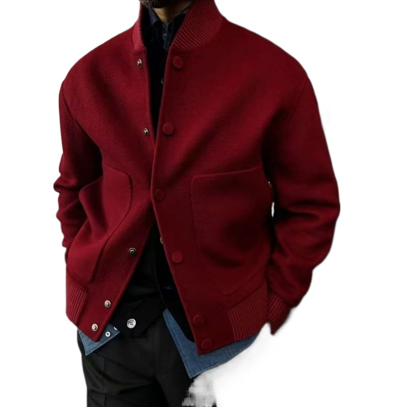 Men's Wool Coat 2025 Autumn and Winter New Fashion Trendy Brand Hong Kong Style Solid Color Stand Collar Versatile Trendy Jacket Coat